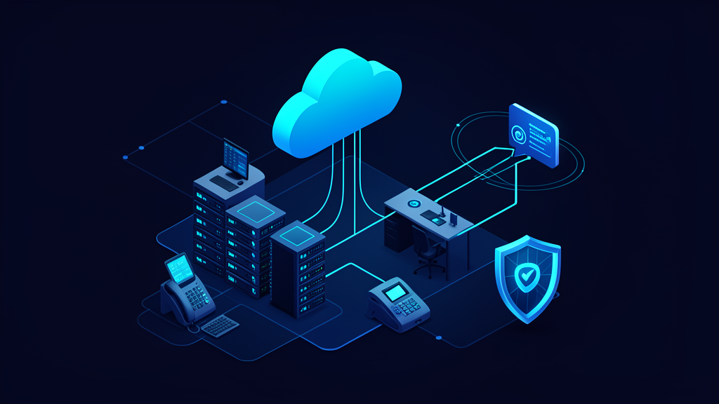 Softness IT infrastructure, cloud, VoIP, VPS, AI and security illustration